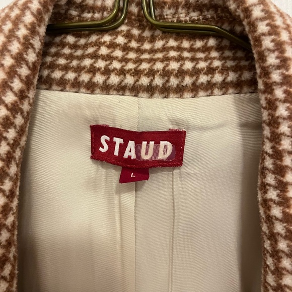 Staud Ganji Coat, Brown/Tan Check, Size L - Picture 6 of 7
